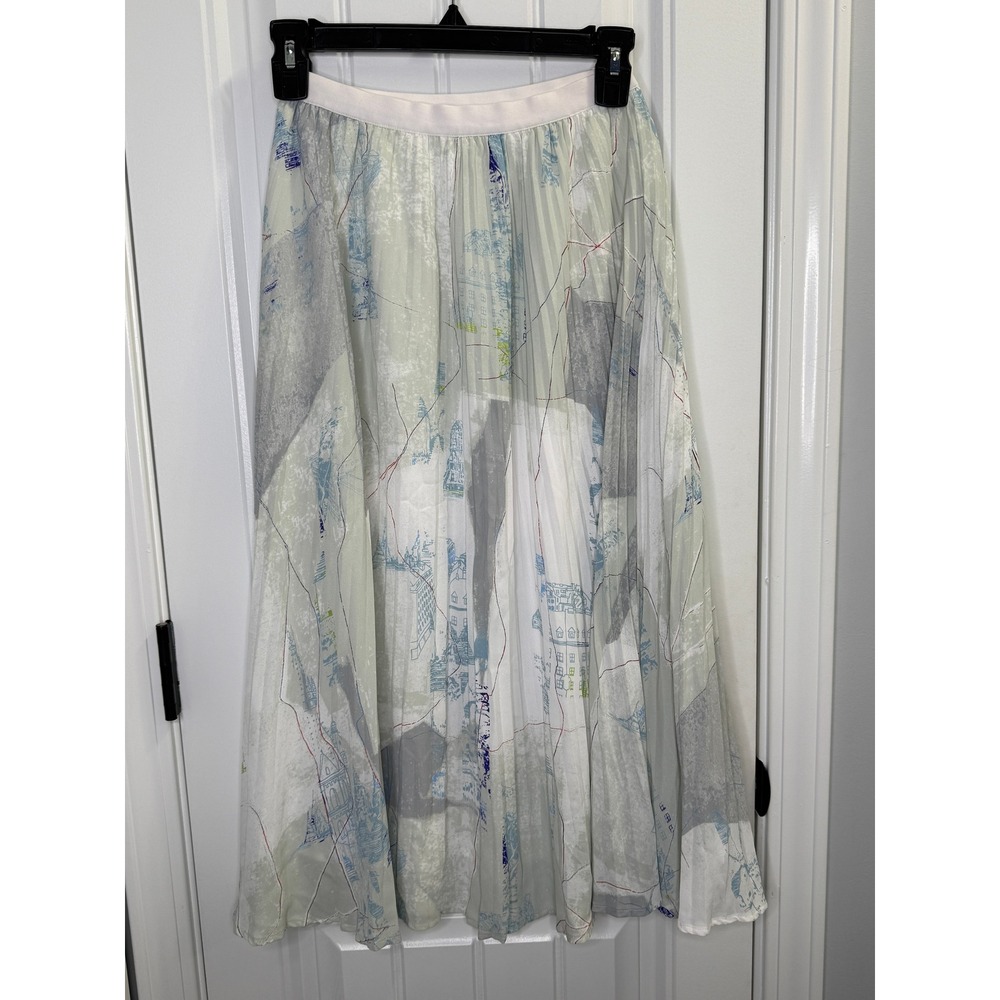 Aritizia Babaton Pleated Maxi‎ Skirt XS White Cityscape Hamptons